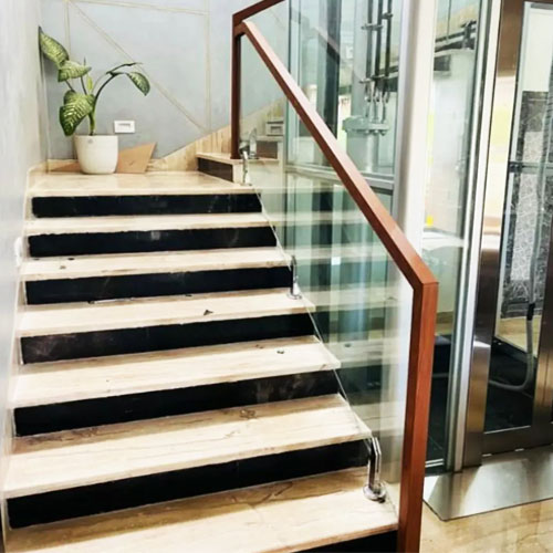 Aluminum glass railing for stairs with toughened safety glass