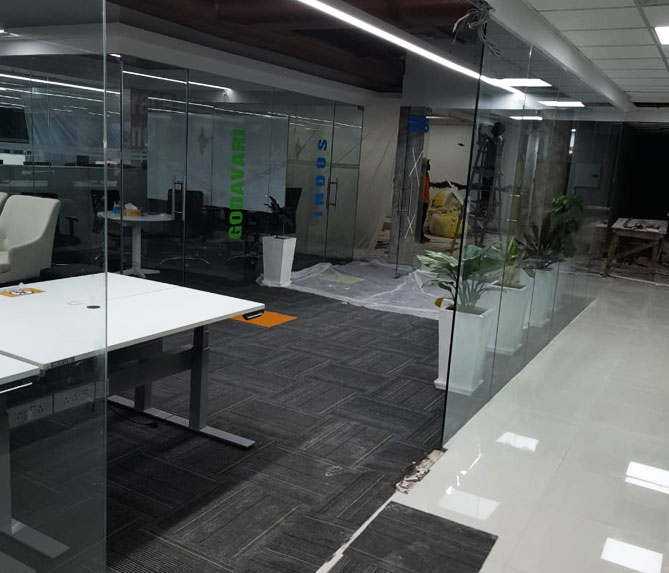Glass partition installation by Krishna Computech International Pvt Ltd in Delhi
