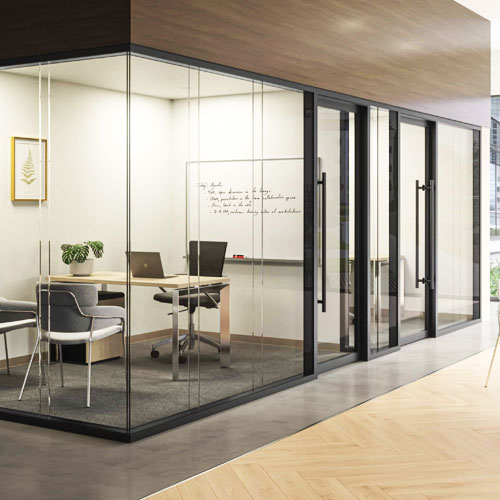 Small office glass partition wall with aluminum frame